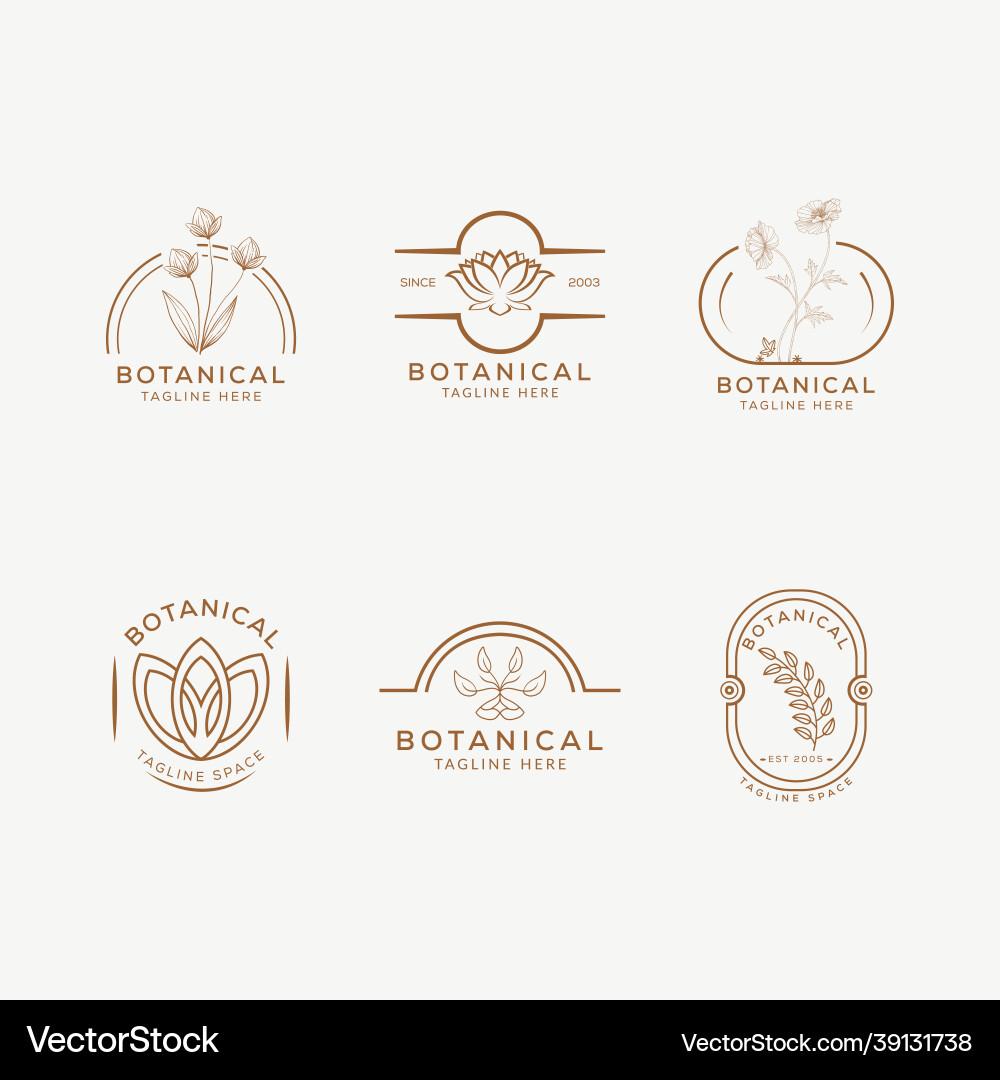 Floral Element botanische Hand gezeichnet Logo mit wild Vektorbild