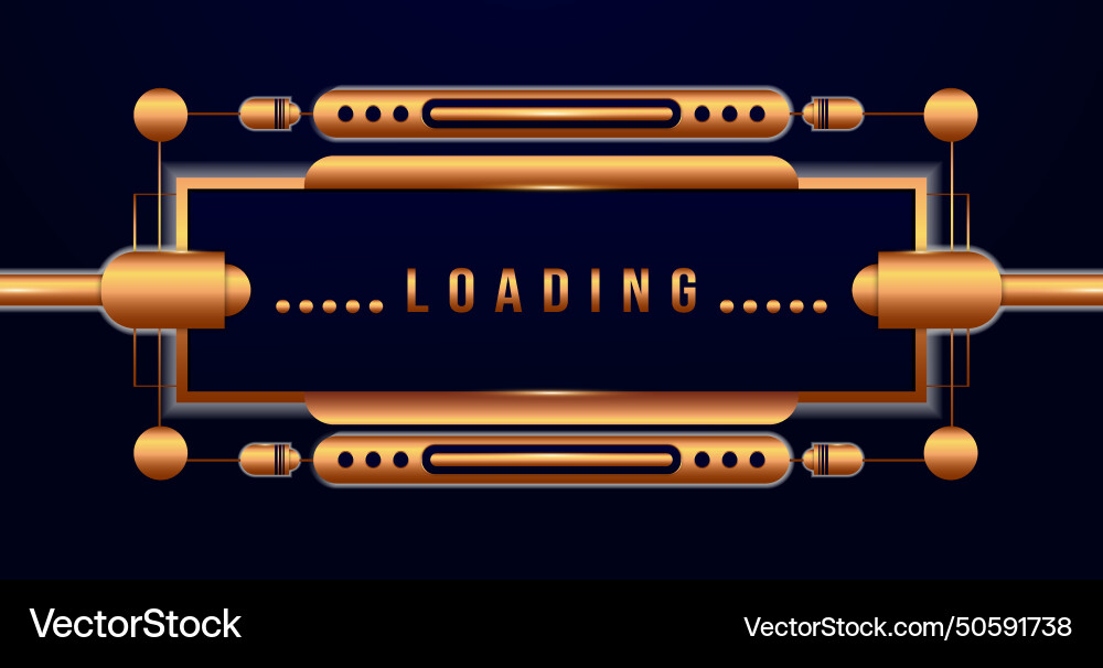 Golden and dark blue loading screen design Vector Image