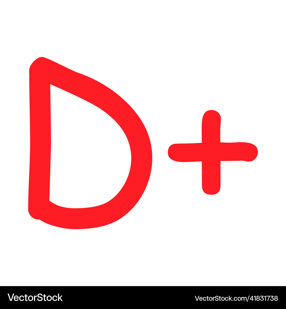 Grade result d plus hand drawn icon in red color Grade result d plus hand drawn icon in red color Vector Image