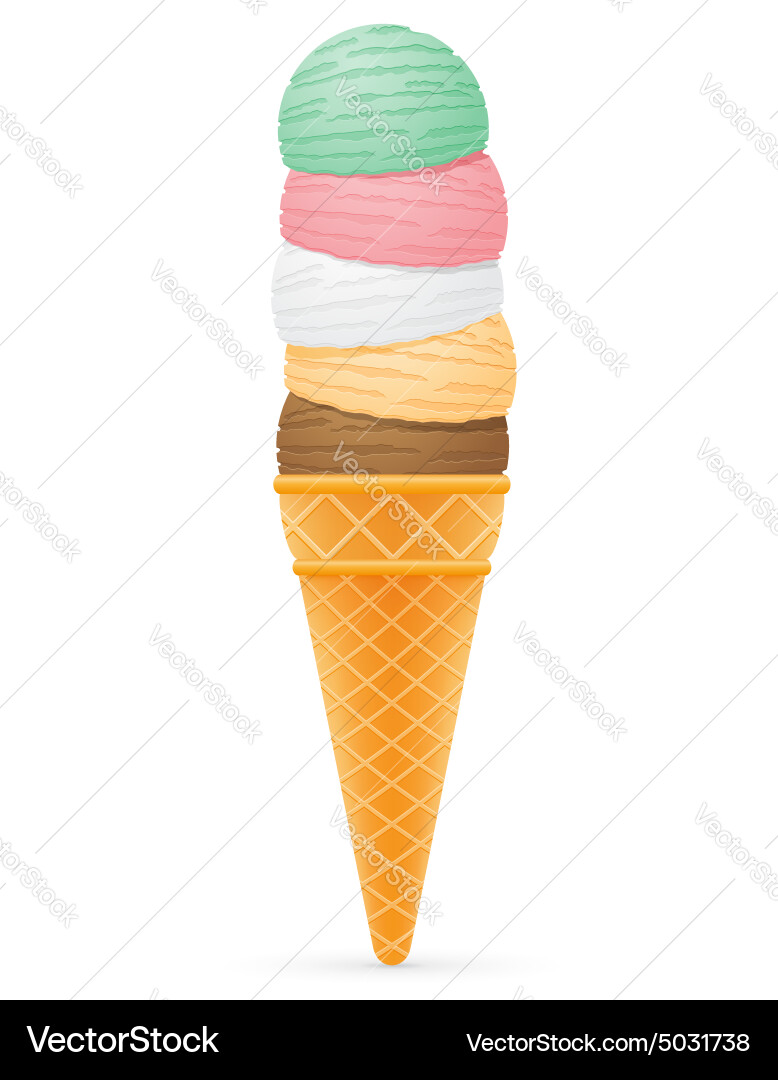 Ice cream with cone 09 Vector Image