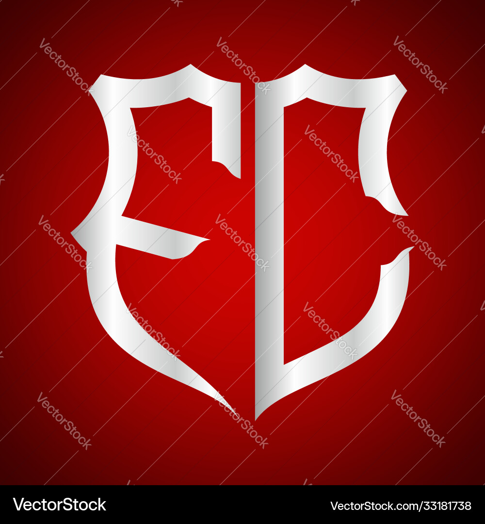 Initials f c shield shape with silver color Initials f c shield shape with silver color Vector Image