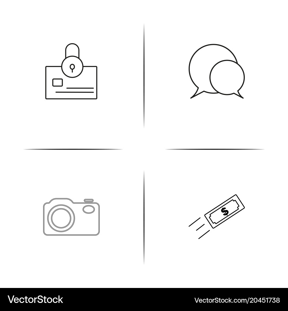 Interface simple linear icon setsimple outline vector image