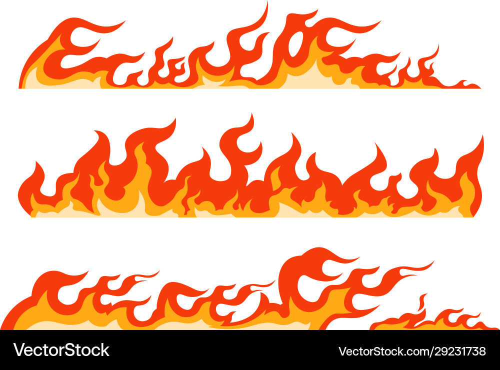 Orange flame burning fire line framing vector image