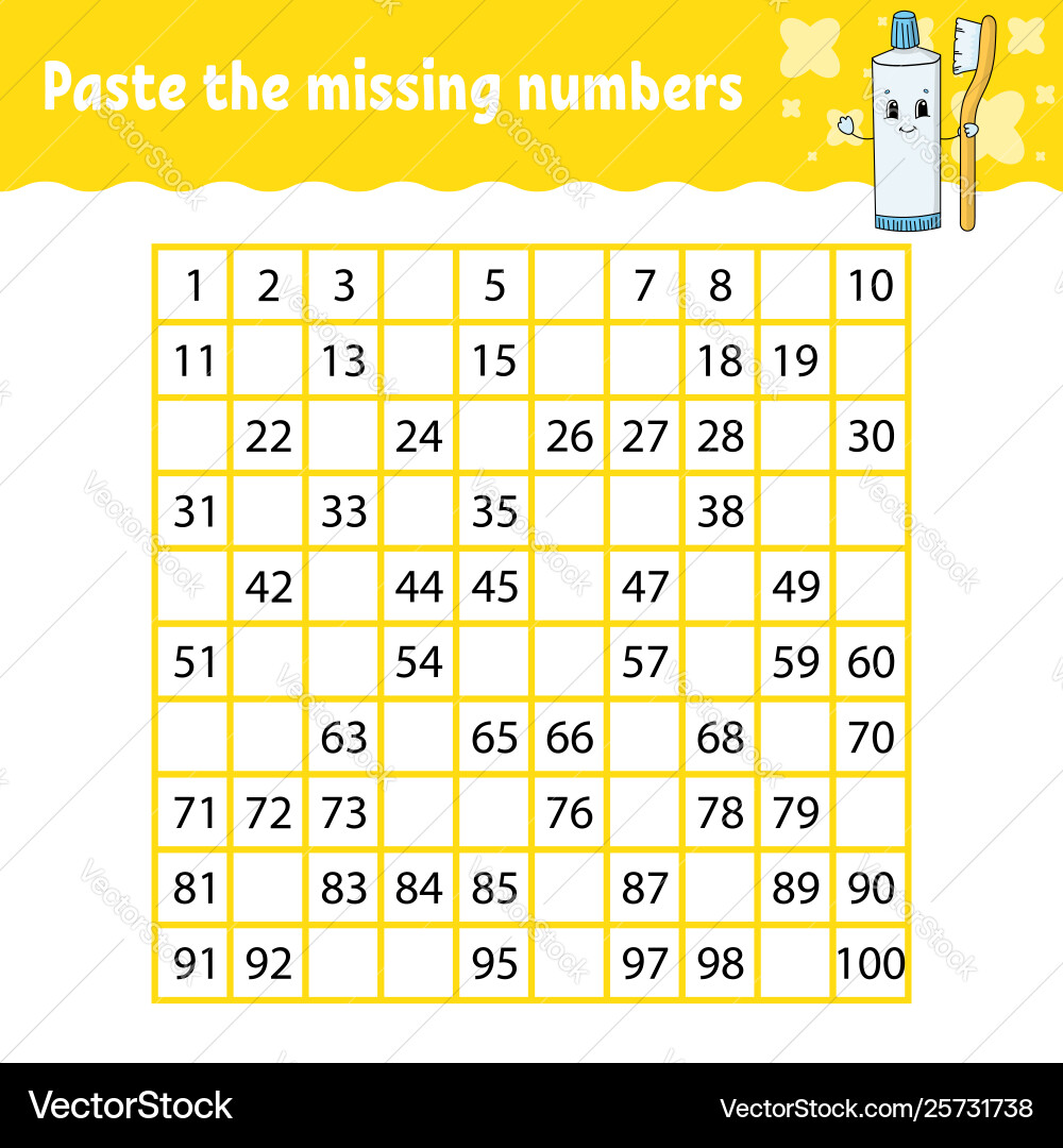 Paste missing numbers handwriting practice Paste missing numbers handwriting practice vector image