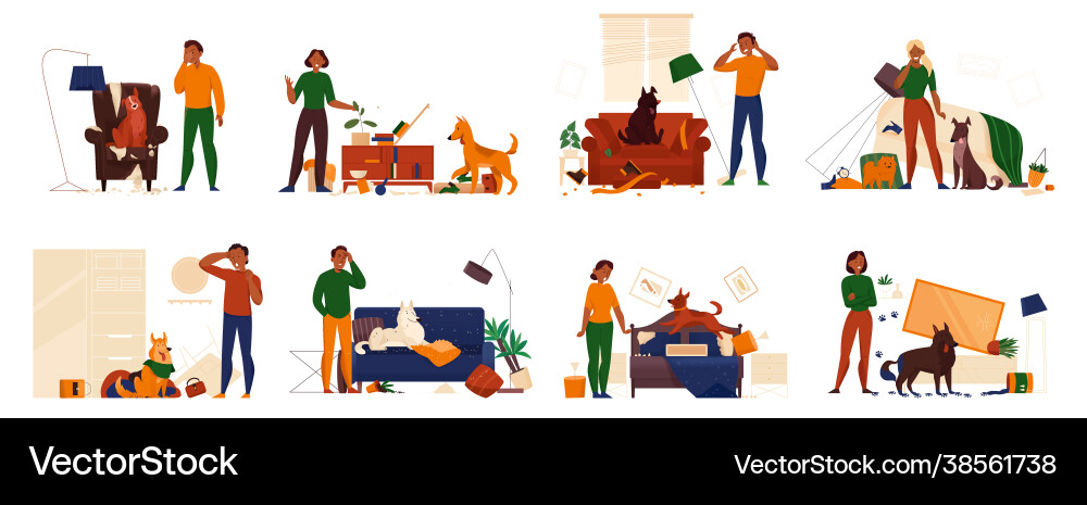 Problem pets set Problem pets set vector image