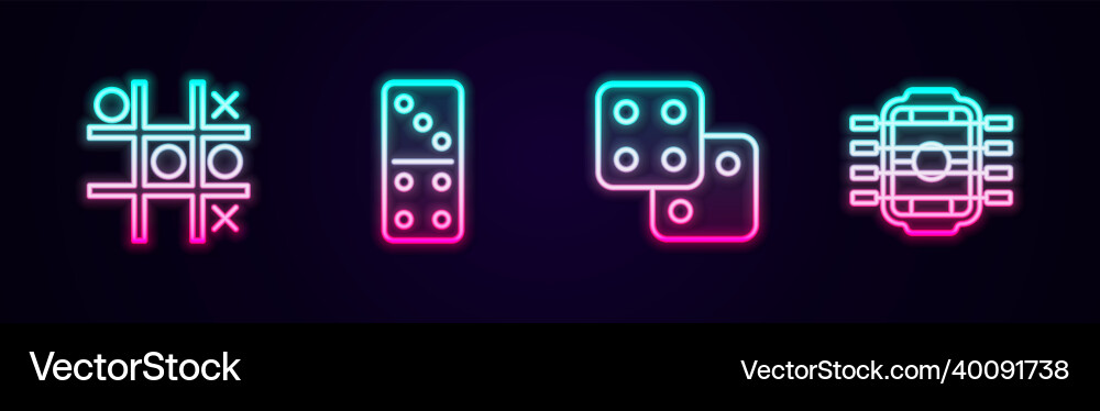 Set line tic tac toe game domino dice vector image