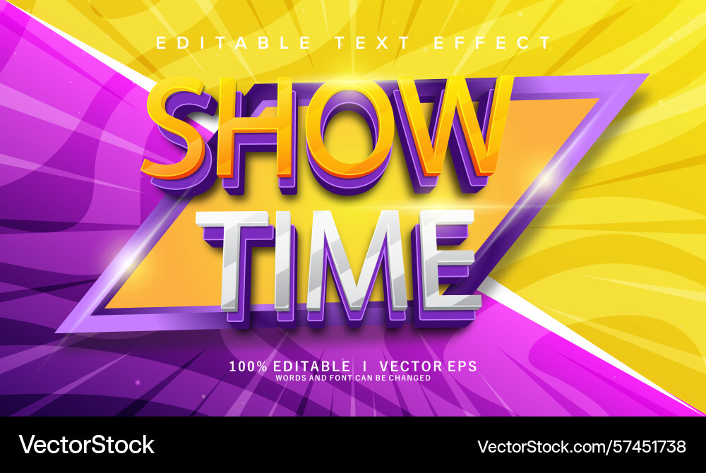 Show time 3d text effect with modern style design Show time 3d text effect with modern style design vector image
