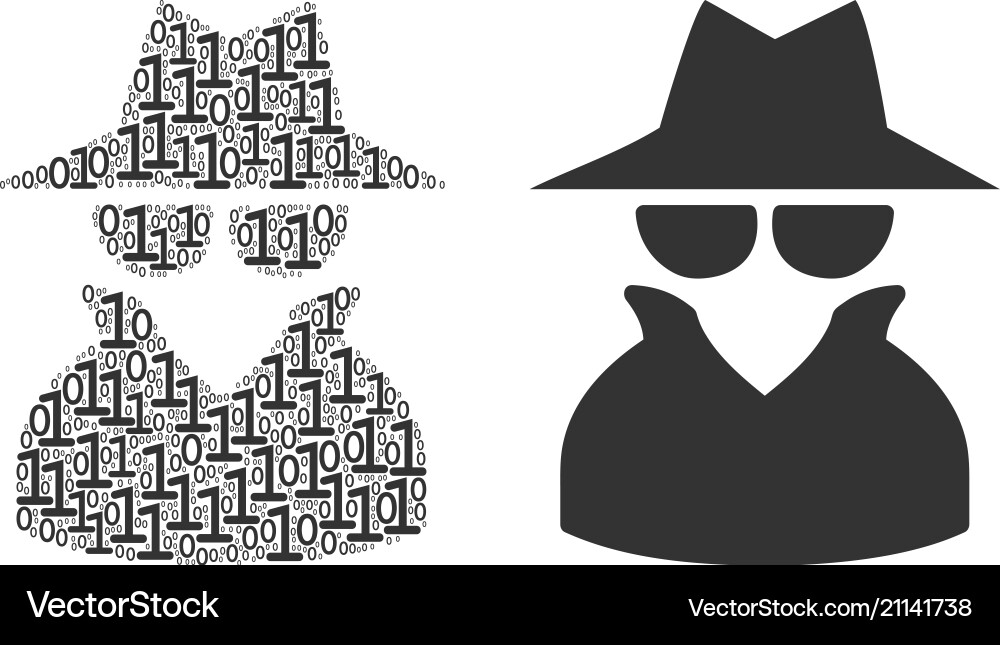 Spy collage of binary digits Spy collage of binary digits vector image