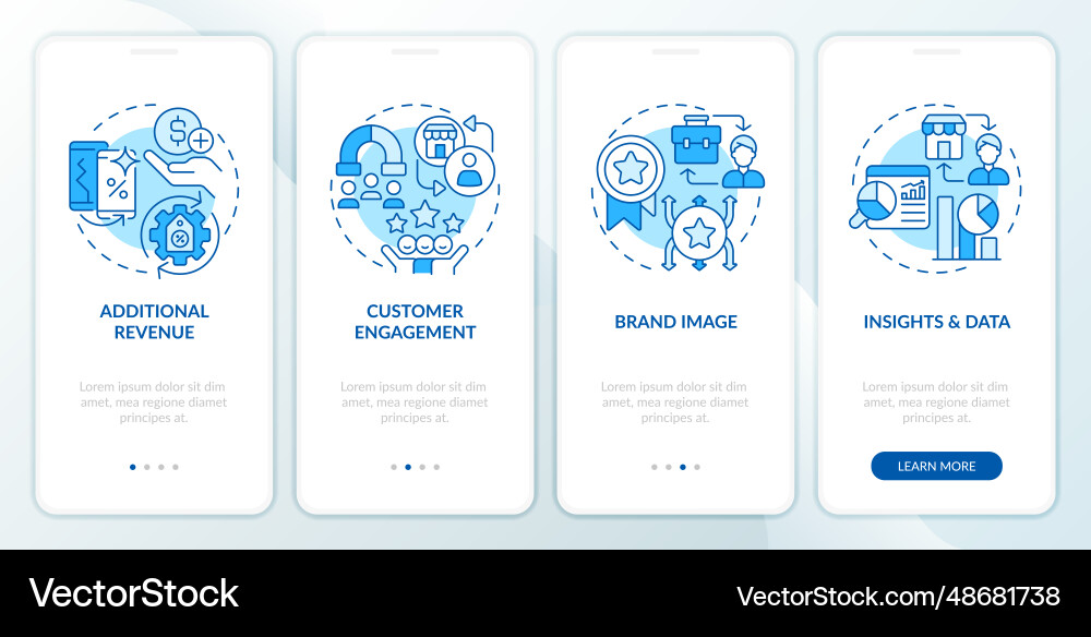 Walkthrough c2c with blue icons concept Walkthrough c2c with blue icons concept vector image
