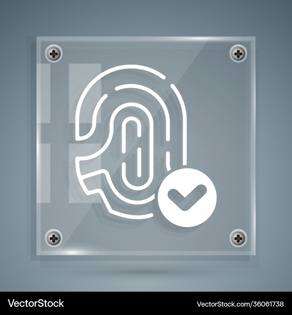 White fingerprint with check mark icon isolated White fingerprint with check mark icon isolated vector image