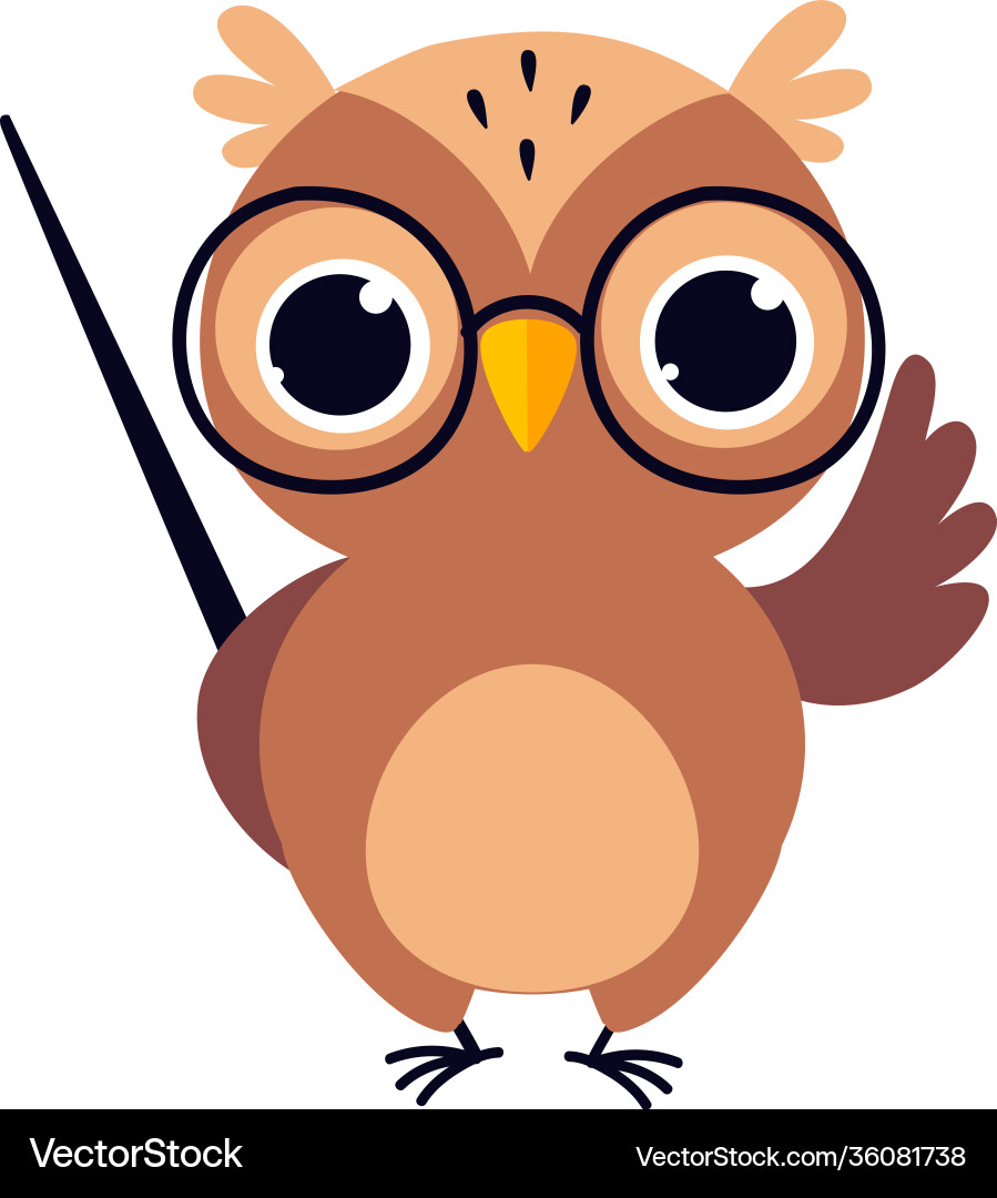 Wise brown owl cute bird teacher cartoon Wise brown owl cute bird teacher cartoon vector image