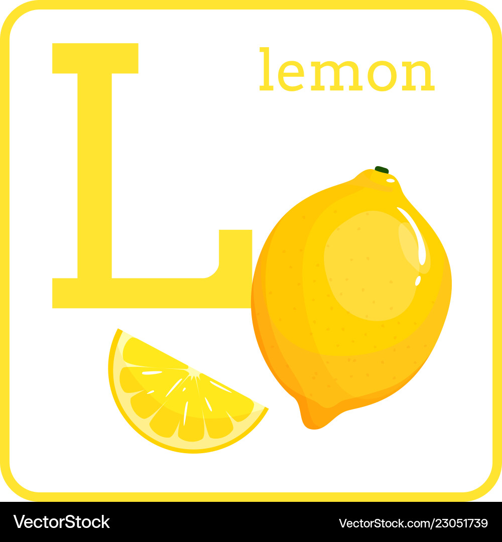 An alphabet with cute fruits letter l lemon An alphabet with cute fruits letter l lemon vector image