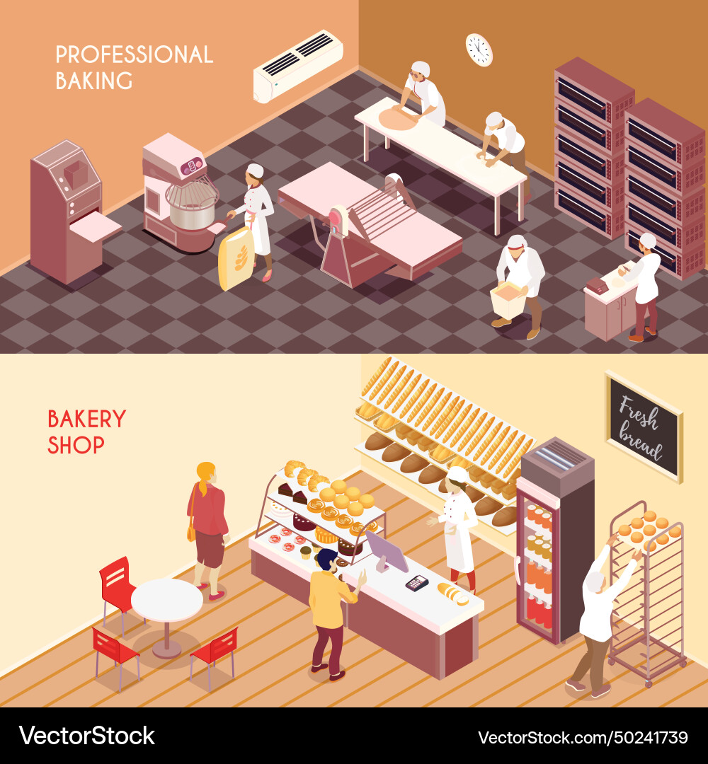 Bakery isometrische Banner Bakery isometrische Banner vektorbild