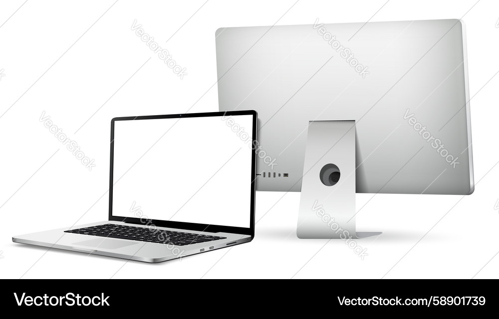Blank Computer Display and Laptop Vector Image