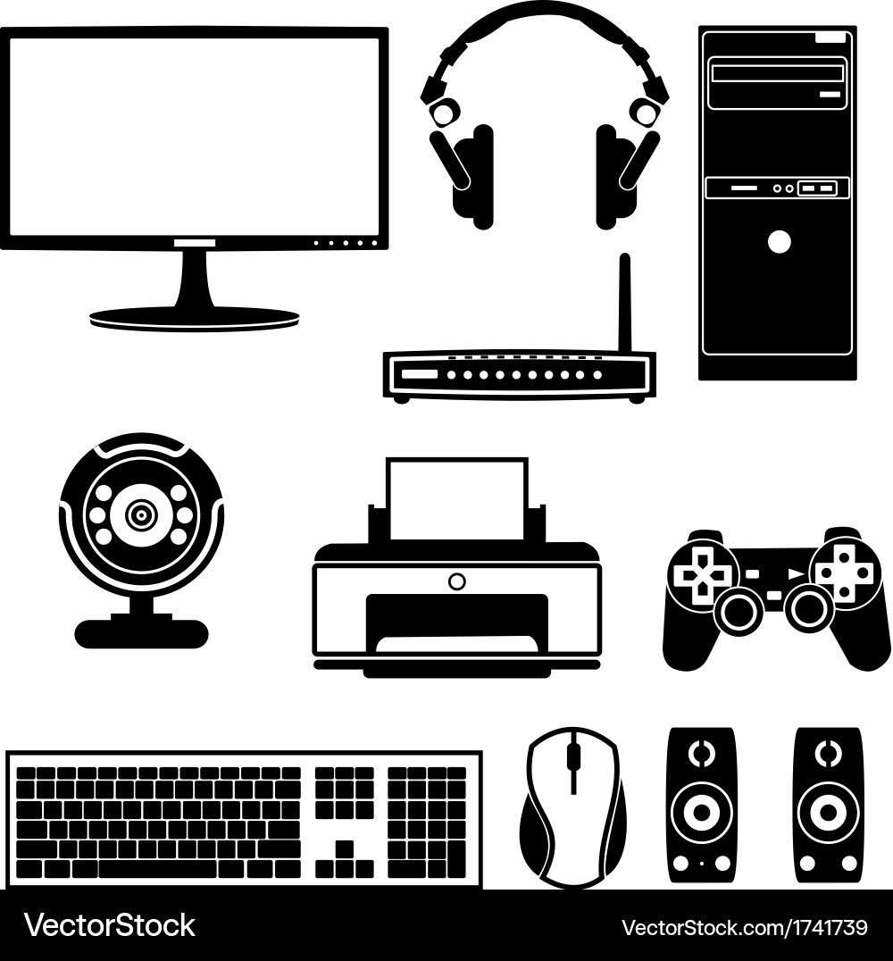 Digital Computer Parts Vector Image