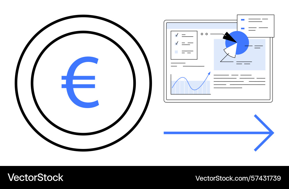 Digital euro payment flow with analytics and data Vector Image