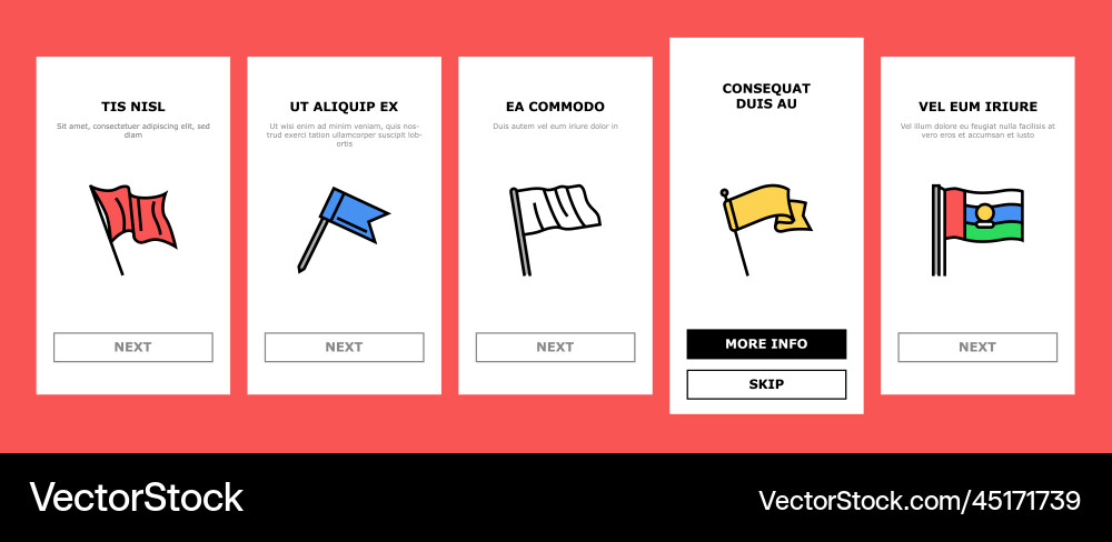 Flag start web pennant map onboarding icons set vector image