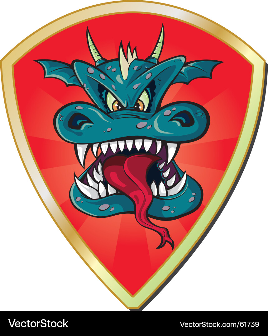 Furious Dragon Head Shield Vector Image