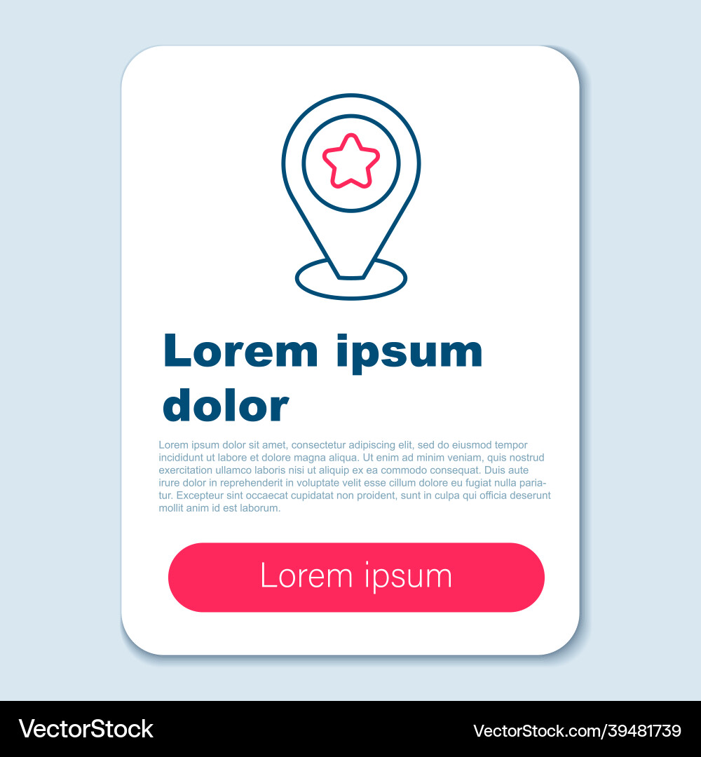Line map pointer with star icon isolated on grey Line map pointer with star icon isolated on grey Vector Image
