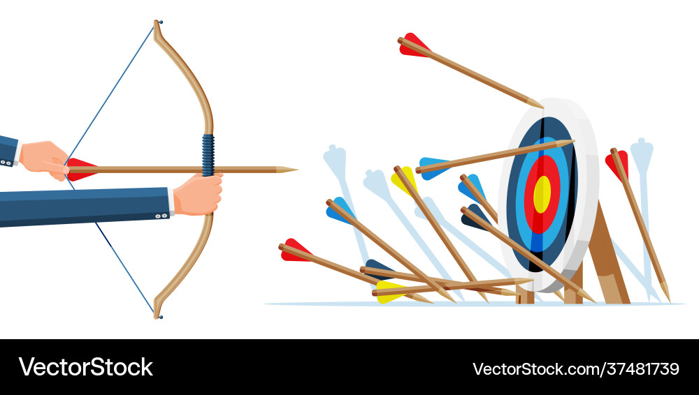 Many arrows missed target mark Many arrows missed target mark vector image