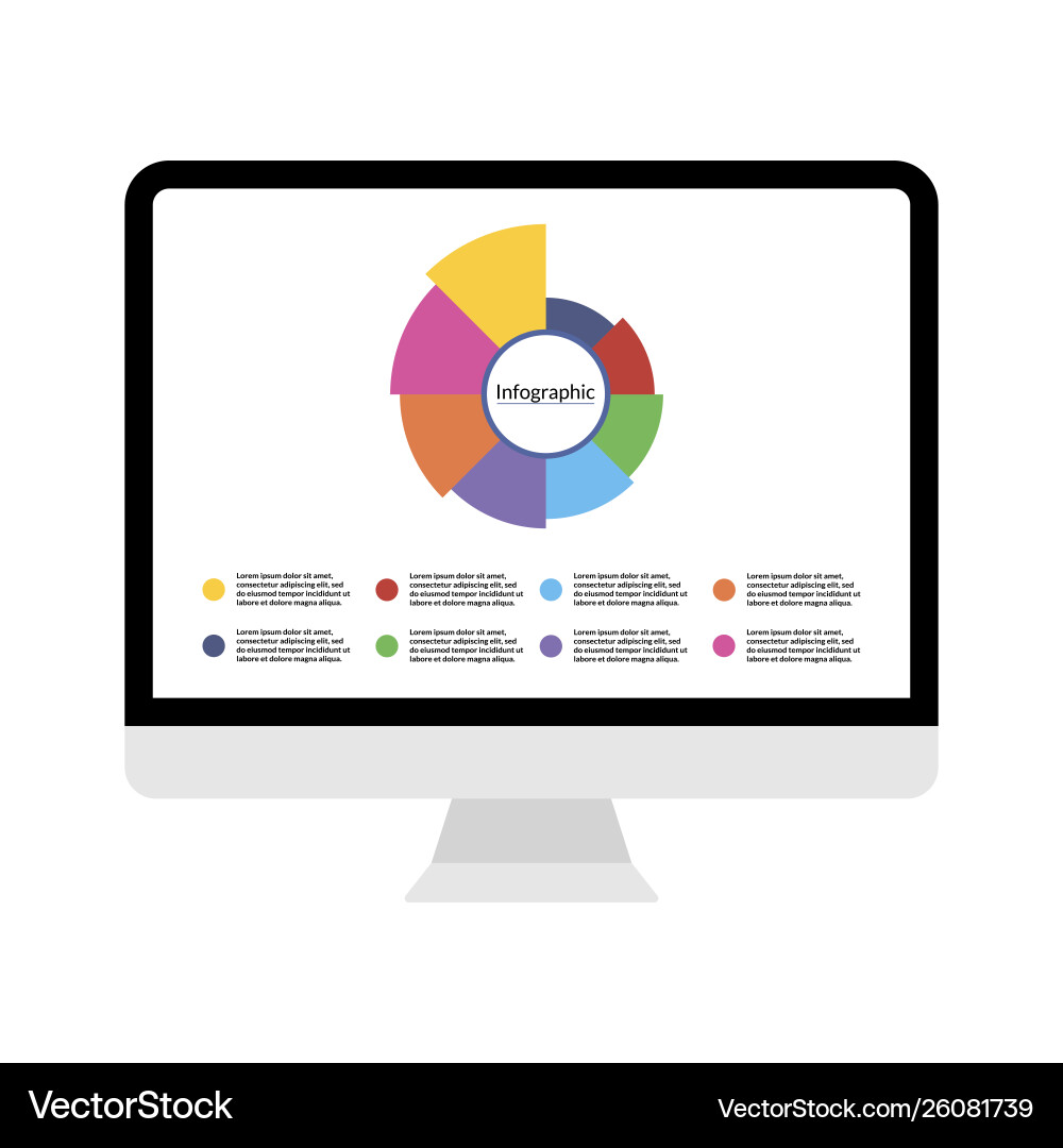 Modern computer display with infographic diagram Modern computer display with infographic diagram vector image
