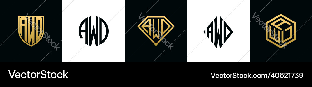 Original Buchstaben awd Logo Designs Bündel Original Buchstaben awd Logo Designs Bündel vektorbild