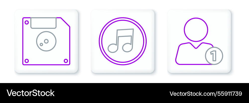 Set line add to friend floppy disk for computer Set line add to friend floppy disk for computer vector image
