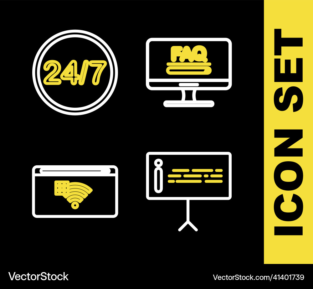 Set line monitor with faq information vector image