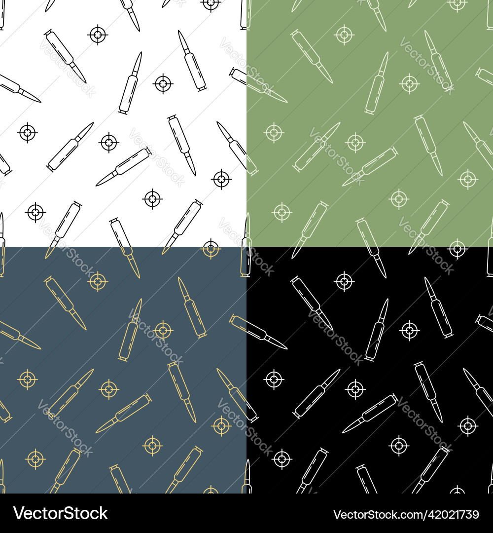 Set of seamless patterns with automatic weapon Set of seamless patterns with automatic weapon vector image