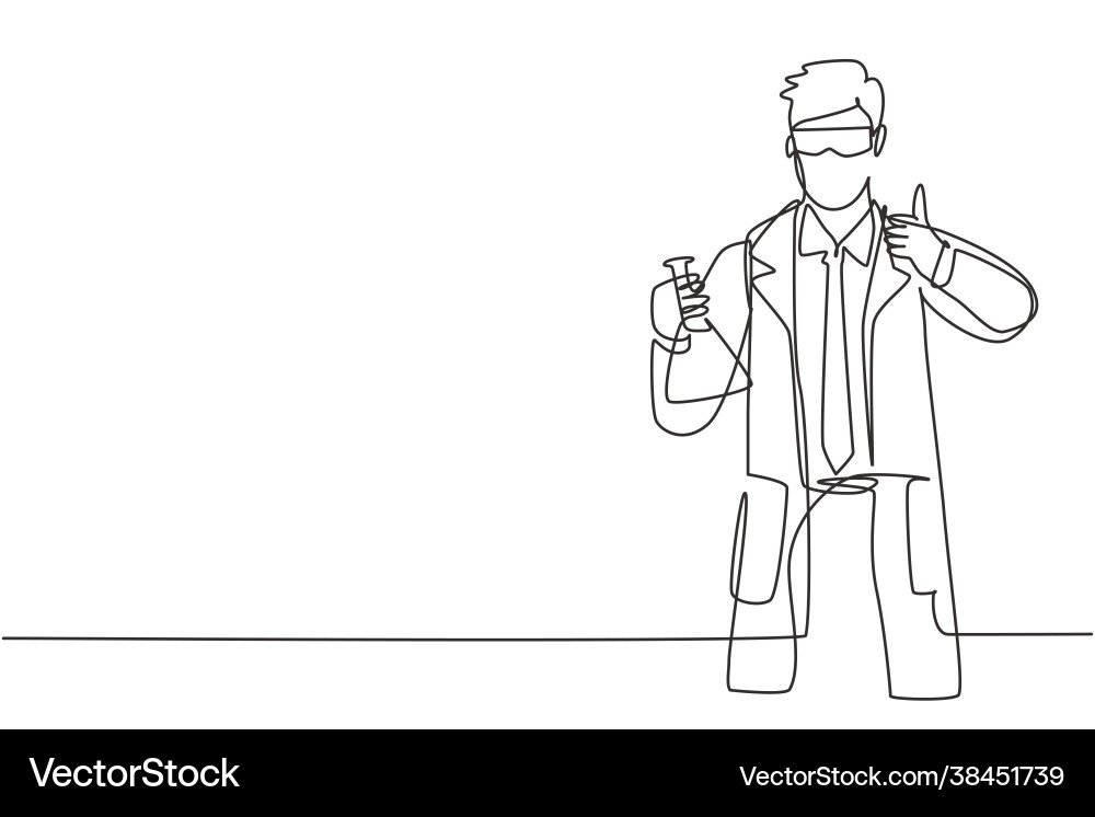 Single continuous line drawing scientist Vector Image