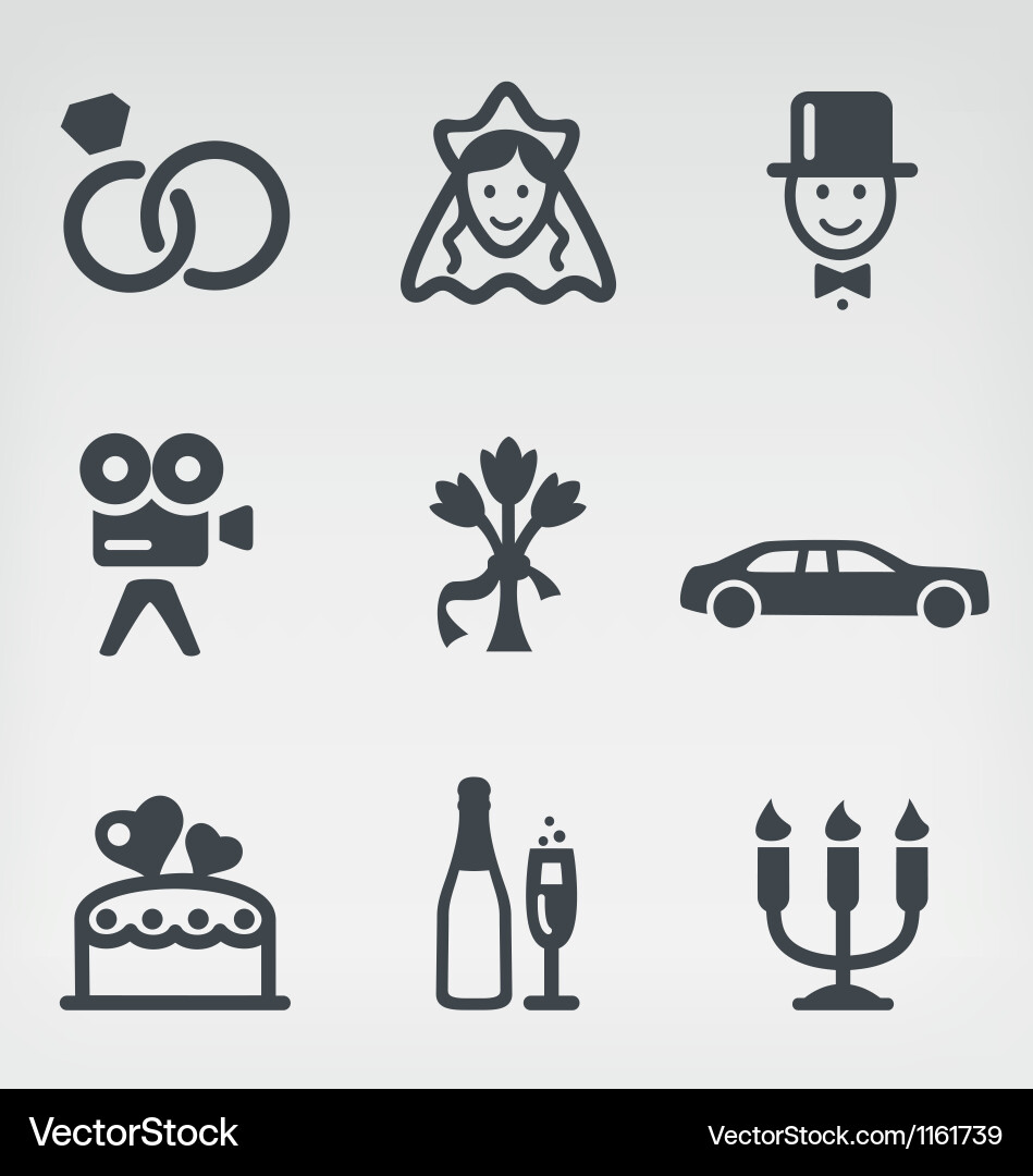 Wedding icon set Royalty Free Vector Image - VectorStock