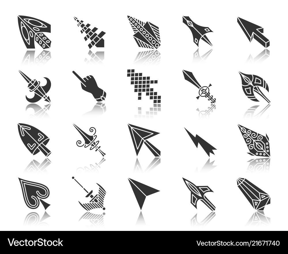 Black Mouse Cursor Icons - Click Set Vector Image