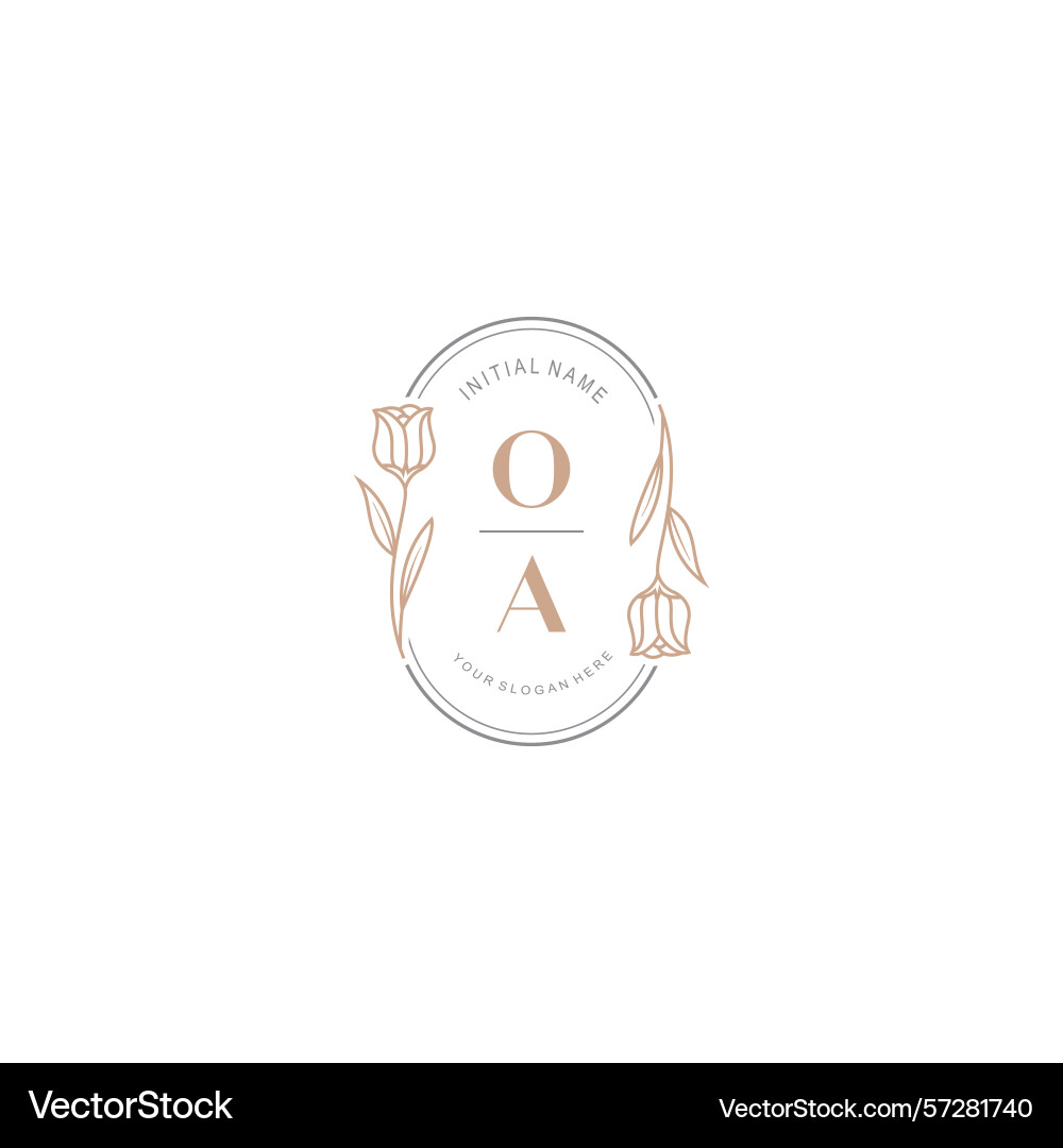 Botanical monogram logos with initial oa Vector Image
