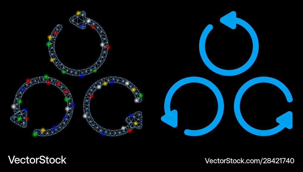 Bright mesh wire frame rotation icon with flash Vector Image