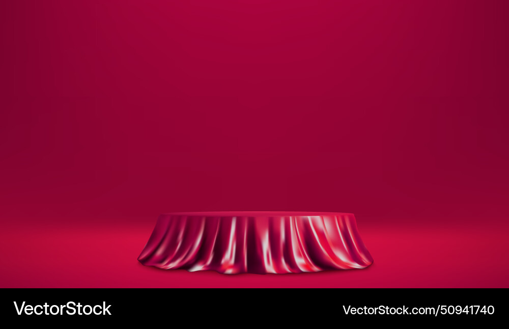 Cylinder podium covered with red silk cloth Cylinder podium covered with red silk cloth vector image