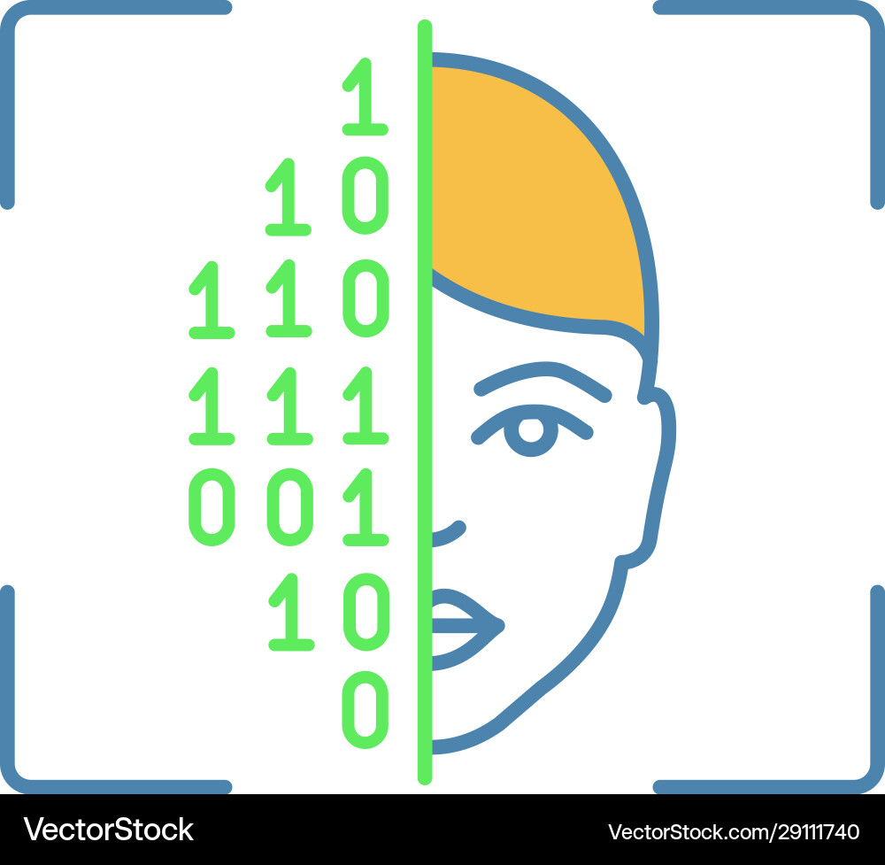 Face scanning procedure color icon Face scanning procedure color icon vector image