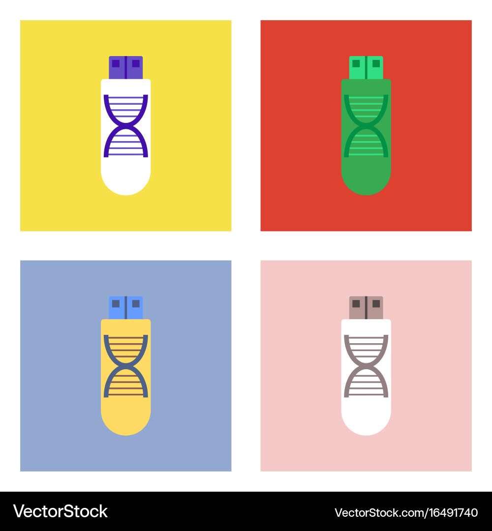 Flat icon design collection dna memory vector image
