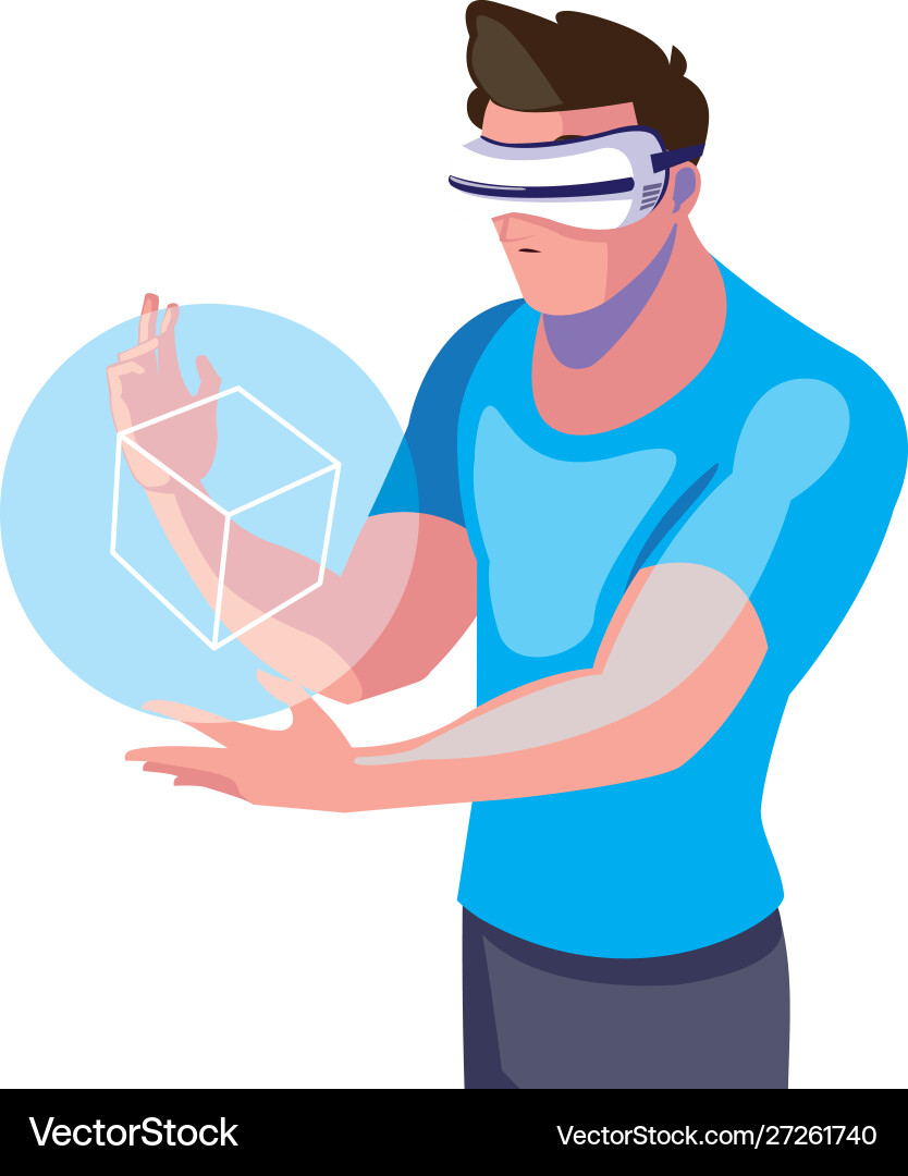 Man using technology augmented reality vector image