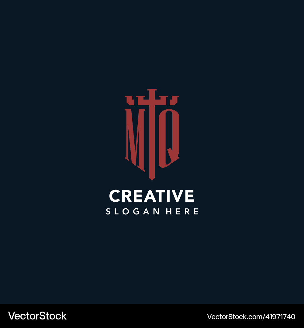 Mq initial monogram logos with sword and shield Mq initial monogram logos with sword and shield Vector Image