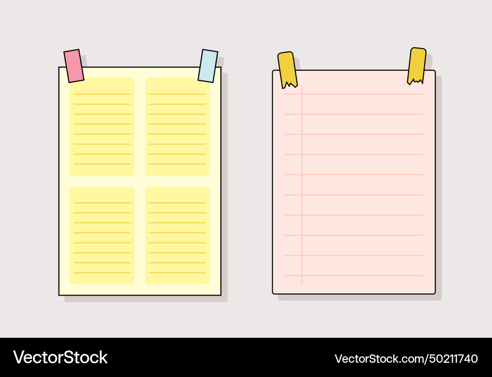 Notes pages line set Notes pages line set vector image