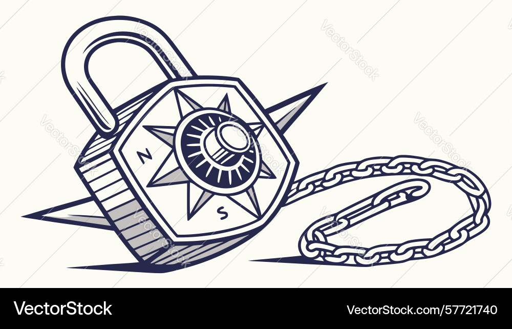Padlock with chain strong security data vector image
