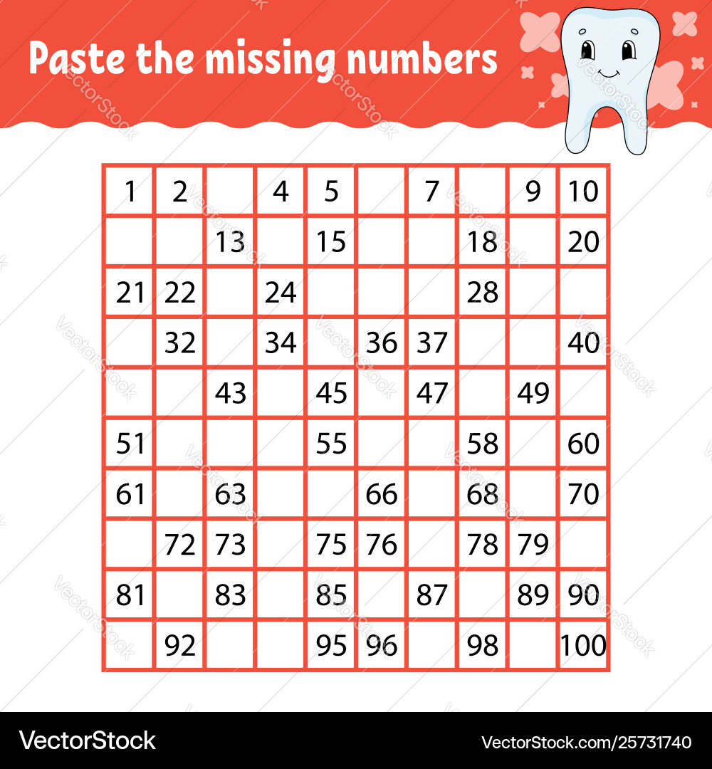 Paste missing numbers handwriting practice Paste missing numbers handwriting practice Vector Image