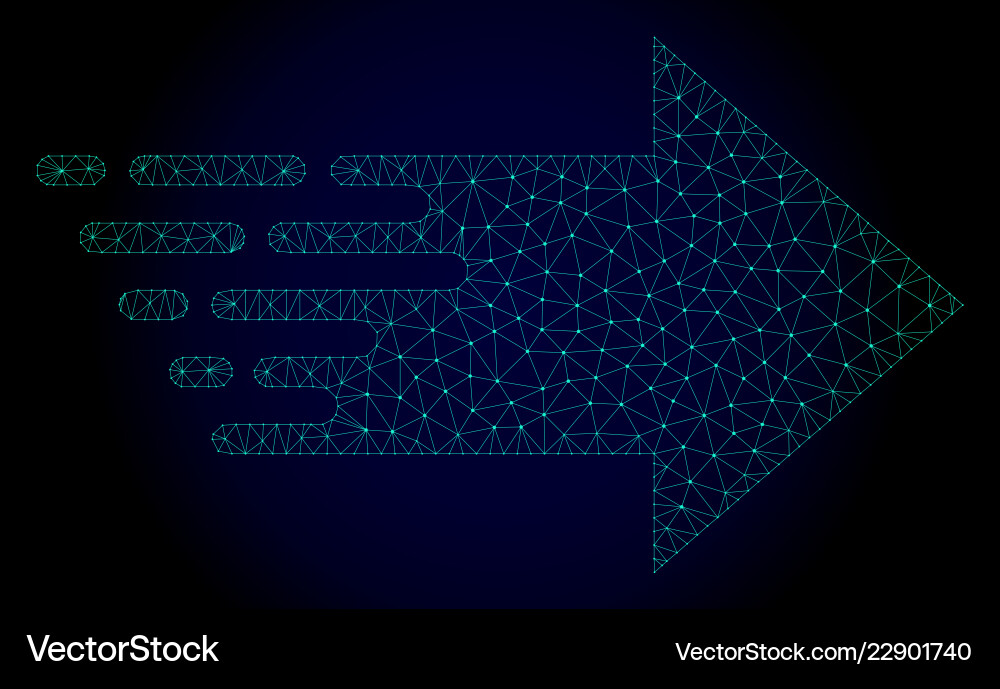 Right arrow polygonal frame mesh with fast Right arrow polygonal frame mesh with fast vector image