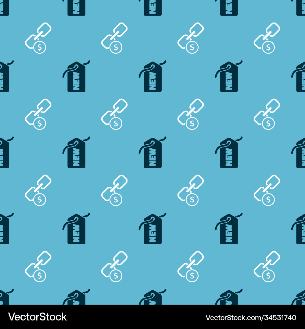 Set price tag with new and chain link coin Set price tag with new and chain link coin vector image