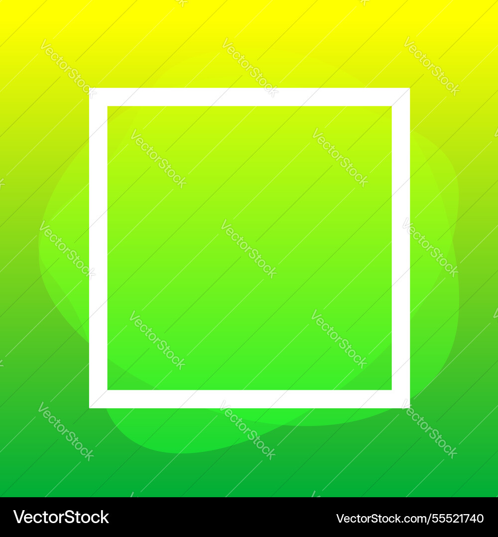 Square frame white on green blob shapes geometric Square frame white on green blob shapes geometric vector image
