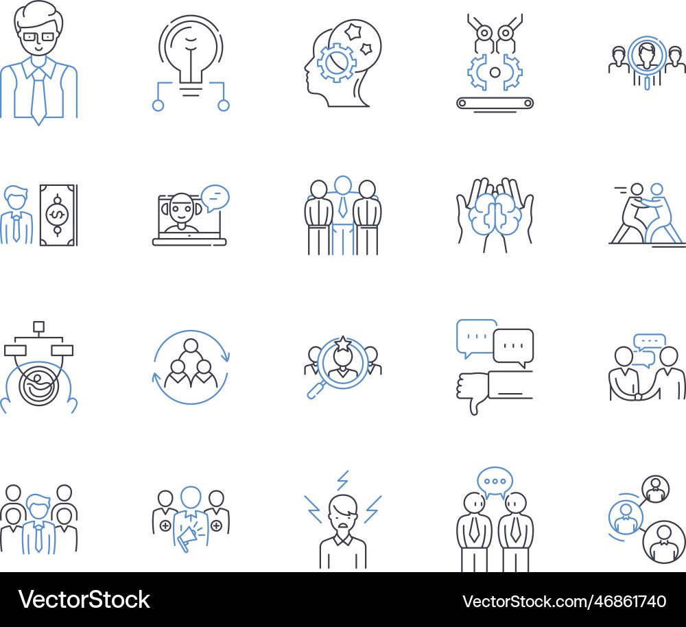 Workers testing line icons collection assessments Workers testing line icons collection assessments vector image