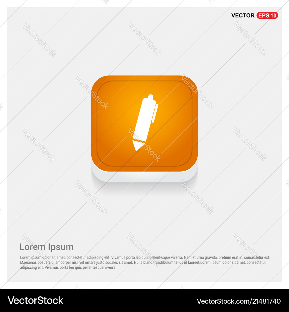 Writing pen icon orange abstract web button Vector Image