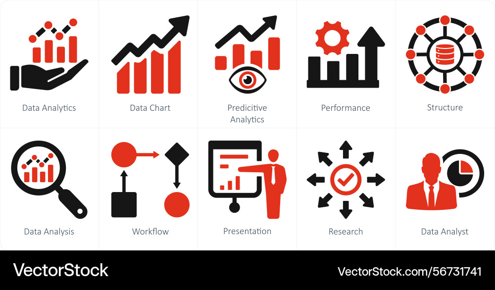 A set of 10 data analytics icons vector image
