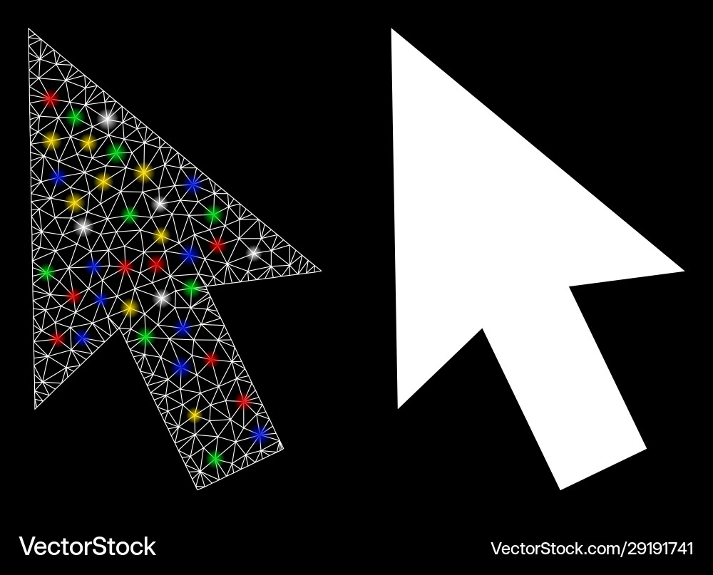 Bright mesh wire frame cursor arrow icon Bright mesh wire frame cursor arrow icon Vector Image