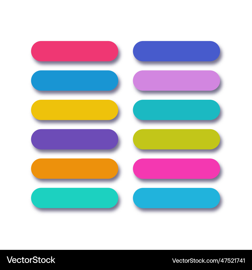 Button set flat style with shadow vector image